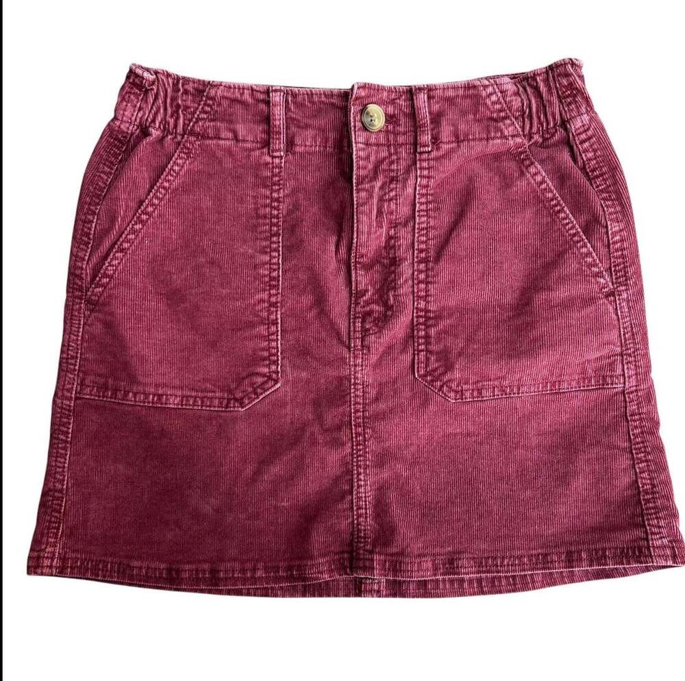 American Eagle Burgundy Corduroy Super Stretch Mini Skirt Size 2
